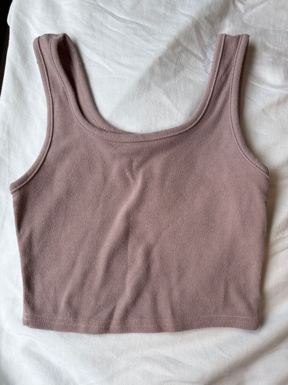 Cropped Ribbed Tank Top in Dusty Rose